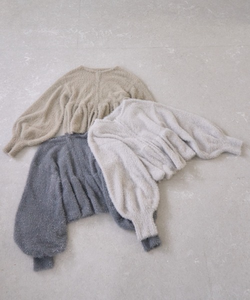 mellowneon（メロウネオン）の「ペプラムジップラメニット（ニット/セーター・レディース・チャコールグレー/ベージュ/ライトグレー・FREE）」の10枚目の写真