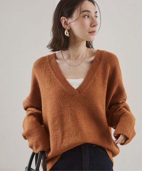 セール】オーバーサイズ Vネック ニットプルオーバー（ニット