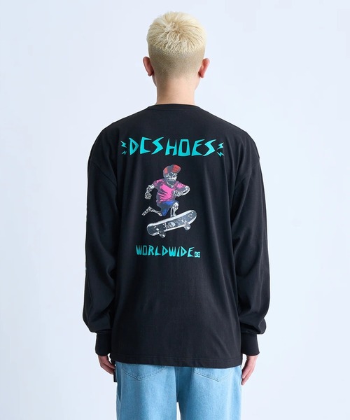 24 SKATE SKULL LS/DC袖＆バックプリント長袖ロンT（Tシャツ