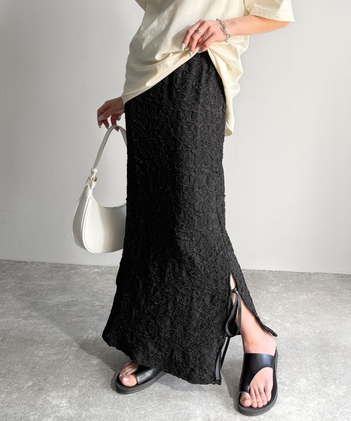 classicalelf（クラシカルエルフ）の「女性らしさを引き立てる。ジャガード素材サイドスリットジャガードリボンスカート（スカート・レディース・ブラック/アイボリー・LARGE/MEDIUM/SMALL/X-LARGE）」の19枚目の写真