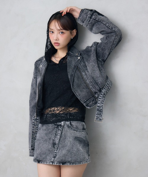 ENVYM（アンビー）の「レースショートフーディトップス（シャツ/ブラウス・レディース・ホワイト/ブラック・FREE）」の20枚目の写真