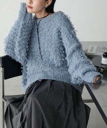 【forksy.】ループシャギーオーバーサイズニットブルー