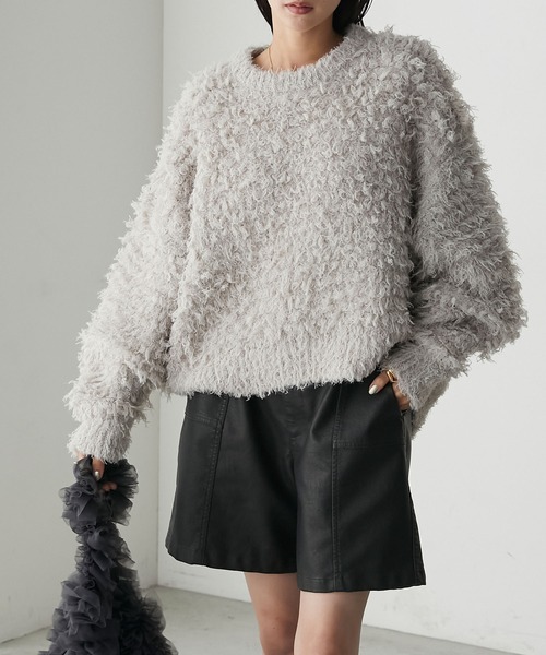 forksy.(フォルクシー)の「【forksy.】ループシャギーオーバーサイズニット(ニット/セーター・レディース・レッド/アイボリー/ブラック/グレー/ブルー・FREE)」の12枚目の写真