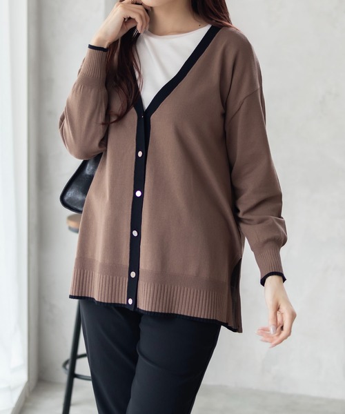 HusHusH（ハッシュアッシュ）の「HusHusH 配色Vネックニットカーディガン（カーディガン/ボレロ・レディース・ブラウン/ブラック・M/L）」の11枚目の写真