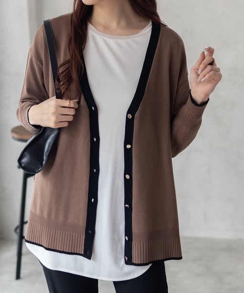 HusHusH（ハッシュアッシュ）の「HusHusH 配色Vネックニットカーディガン（カーディガン/ボレロ・レディース・ブラウン/ブラック・M/L）」の10枚目の写真