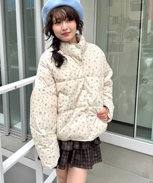 セール】フラワーショートパデットジャケット（ダウンジャケット
