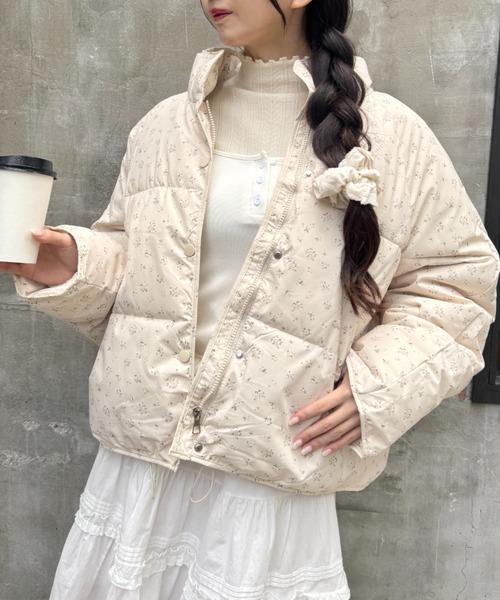 セール】フラワーショートパデットジャケット（ダウンジャケット