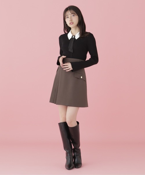 Jill by JILLSTUART 襟付きリボンタイニットトップス ジルバイジルスチュアート JILL by JILLSTUART 襟付きリボンタイ