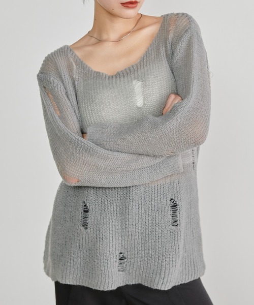 シアーモヘアダメージニット（ニット/セーター）｜solleim（ソルレム