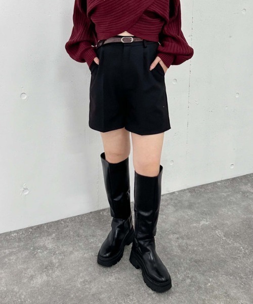 archives（アルシーヴ）の「ベルト付きＴＲショートパンツ（その他パンツ・レディース・アイボリー/ブラック/モカ・MEDIUM）」の3枚目の写真