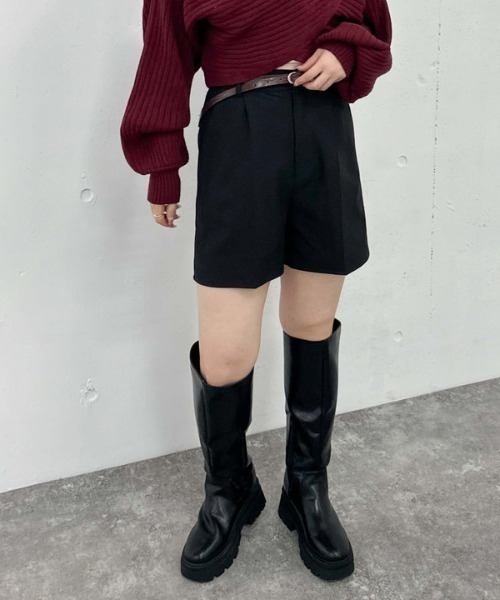 archives（アルシーヴ）の「ベルト付きＴＲショートパンツ（その他パンツ・レディース・アイボリー/ブラック/モカ・MEDIUM）」の7枚目の写真