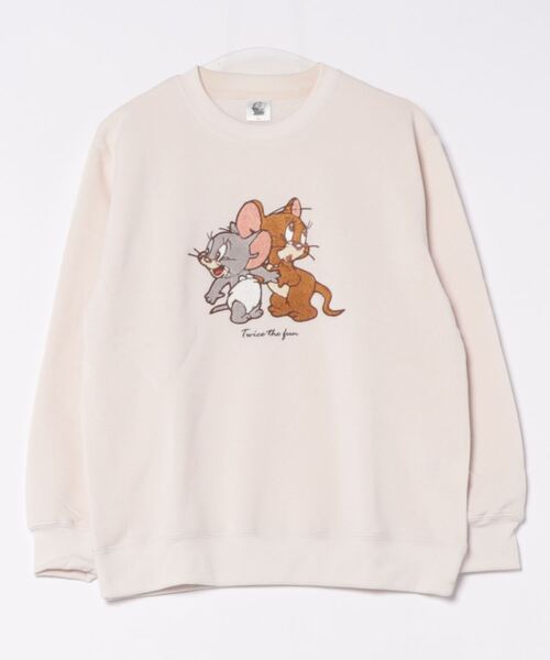 Tom&Jerry(トムアンドジェリー)の「【公式】トムとジェリー 裏起毛サガラ刺繍トレーナー レディース(Tシャツ/カットソー・メンズ・グリーン/ホワイト/ブラウン/スミクロ・M/L)」の2枚目の写真