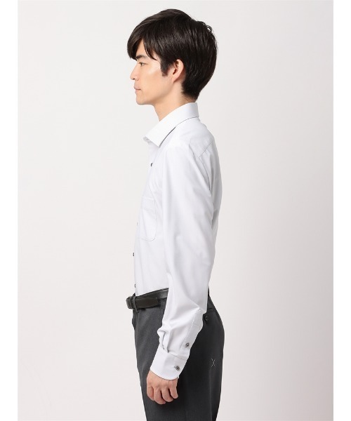 SUIT SQUARE(スーツスクエア)の「最高シャツ ワイシャツ 長袖 ノンアイロンジャージー ホリゾンタルカラー FIT ドレスシャツ(ビジネスシャツ・メンズ・グレー・首回り43cm-裄丈86cm/首回り39cm-裄丈86cm/首回り41cm-裄丈88cm/首回り41cm-裄丈84cm/首回り37cm-裄丈80cm/首回り37cm-裄丈84cm/首回り39cm-裄丈82cm/首回り43cm-裄丈90cm)」の3枚目の写真