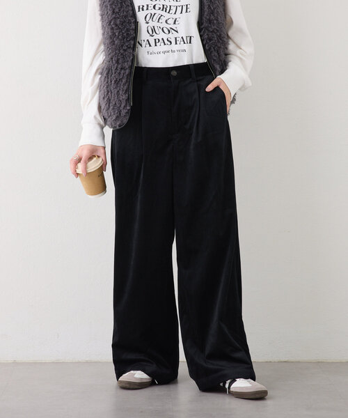 CIAOPANIC TYPY(チャオパニックティピー)の「きれいめ細コーデュロイワイドタックパンツ(その他パンツ・レディース・ライトグレー/サックスブルー/ブラック・MEDIUM/SMALL)」の4枚目の写真
