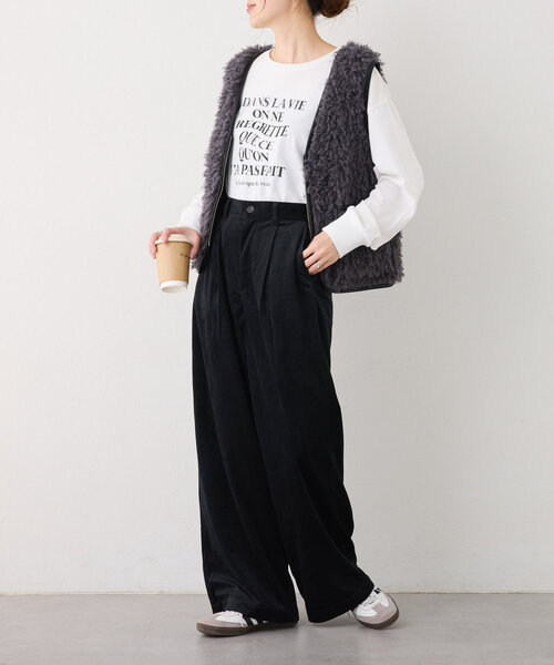 CIAOPANIC TYPY(チャオパニックティピー)の「きれいめ細コーデュロイワイドタックパンツ(その他パンツ・レディース・ライトグレー/サックスブルー/ブラック・MEDIUM/SMALL)」の9枚目の写真