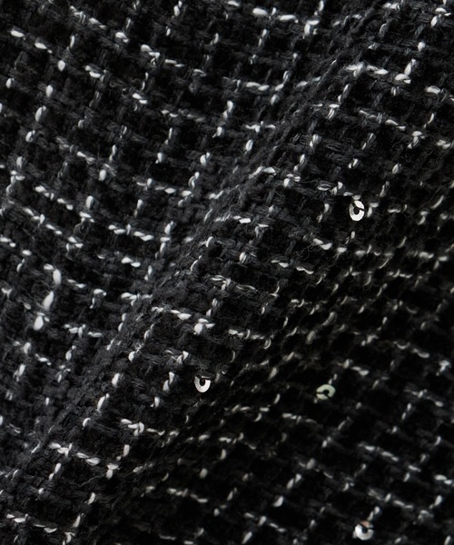 INGNI（イング）の「袖ファーツイードジャケット（ノーカラージャケット・レディース・ブラック/アイボリー・M）」の14枚目の写真
