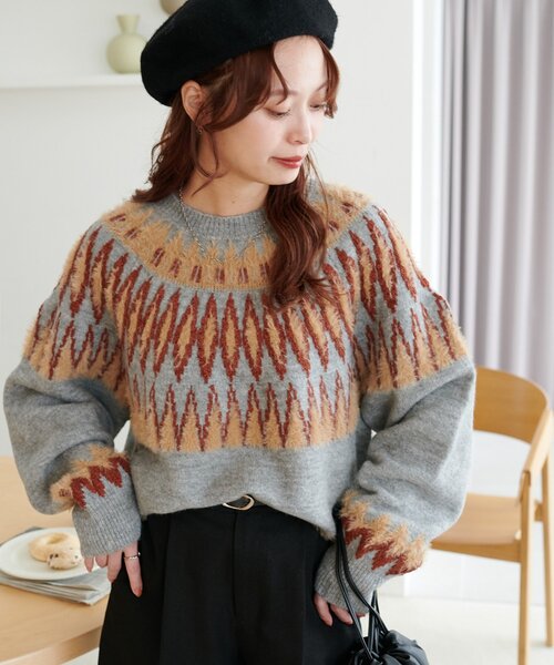 DISCOAT（ディスコート）の「【WEB限定】求心柄プルオーバー（ニット