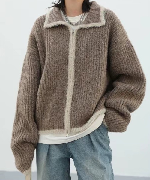 【セール】配色ラインジップアップニットカーディガン(カーディガン/ボレロ)|Gs(ジーエス) 【セール】配色ラインジップアップニットカーディガン(カーディガン/ボレロ)|Gs(ジーエス)