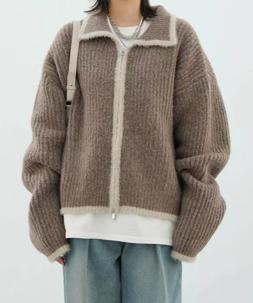 【セール】配色ラインジップアップニットカーディガン(カーディガン/ボレロ)|Gs(ジーエス) 【セール】配色ラインジップアップニットカーディガン(カーディガン/ボレロ)|Gs(ジーエス)