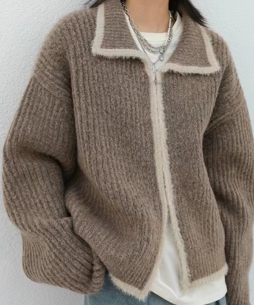 【セール】配色ラインジップアップニットカーディガン(カーディガン/ボレロ)|Gs(ジーエス) 【セール】配色ラインジップアップニットカーディガン(カーディガン/ボレロ)|Gs(ジーエス)