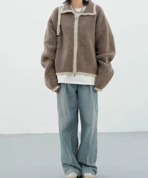 【セール】配色ラインジップアップニットカーディガン(カーディガン/ボレロ)|Gs(ジーエス) 【セール】配色ラインジップアップニットカーディガン(カーディガン/ボレロ)|Gs(ジーエス)