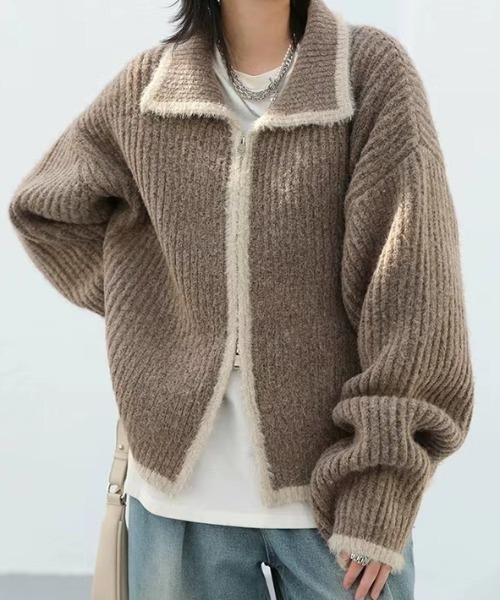 【セール】配色ラインジップアップニットカーディガン(カーディガン/ボレロ)|Gs(ジーエス) 【セール】配色ラインジップアップニットカーディガン(カーディガン/ボレロ)|Gs(ジーエス)