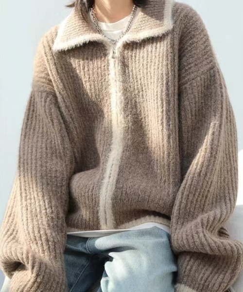 【セール】配色ラインジップアップニットカーディガン(カーディガン/ボレロ)|Gs(ジーエス) 【セール】配色ラインジップアップニットカーディガン(カーディガン/ボレロ)|Gs(ジーエス)