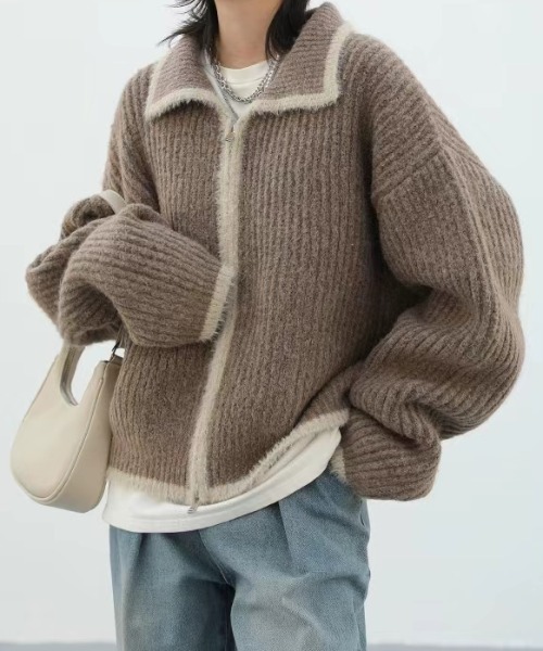 【セール】配色ラインジップアップニットカーディガン(カーディガン/ボレロ)|Gs(ジーエス) 【セール】配色ラインジップアップニットカーディガン(カーディガン/ボレロ)|Gs(ジーエス)