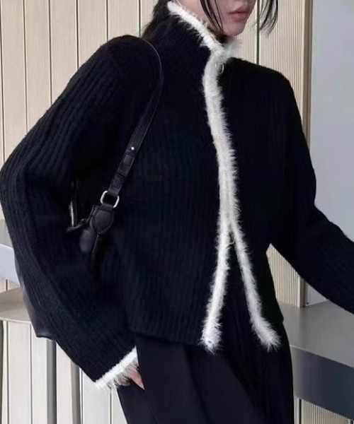 【セール】配色ラインジップアップニットカーディガン(カーディガン/ボレロ)|Gs(ジーエス) 【セール】配色ラインジップアップニットカーディガン(カーディガン/ボレロ)|Gs(ジーエス)