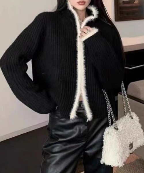 【セール】配色ラインジップアップニットカーディガン(カーディガン/ボレロ)|Gs(ジーエス) 【セール】配色ラインジップアップニットカーディガン(カーディガン/ボレロ)|Gs(ジーエス)