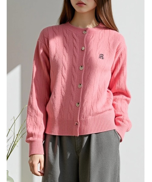 刺しゅうロゴケーブルニットカーディガン(カーディガン/ボレロ 刺しゅうロゴケーブルニットカーディガン(カーディガン/ボレロ