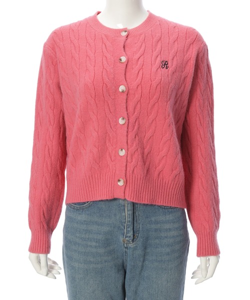 美品✨ケーブルニット コットン カーディガン THREE FIFTY STANDARD ケーブルニットカーディガン〈アイボリー