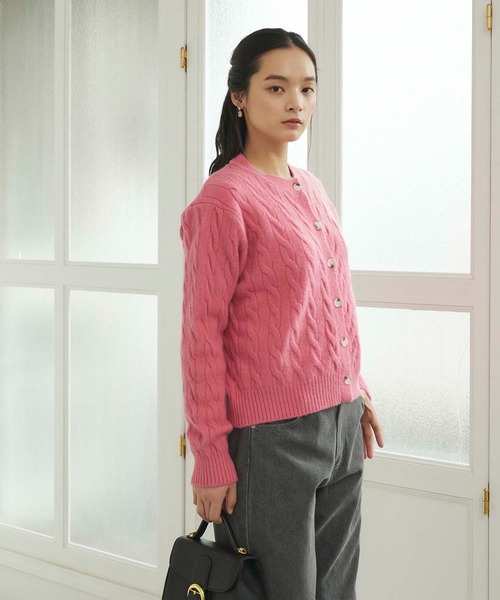 刺しゅうロゴケーブルニットカーディガン（カーディガン/ボレロ