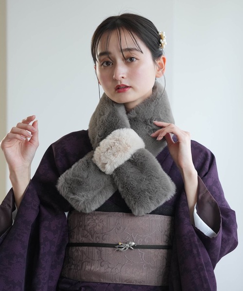 DRIS VAN NOTEN ファー ティペット マフラー レッド系 マフラー ティペット フェイクファー[品番：JRKW0001467