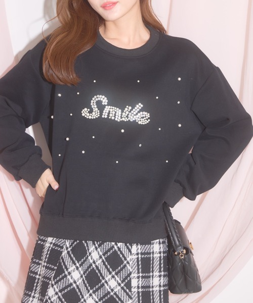 tocco closet(トッコ クローゼット)の「【ZOZO限定】パール×ビジューロゴスウェット(スウェット・レディース・グレー/ブラック・M)」の15枚目の写真