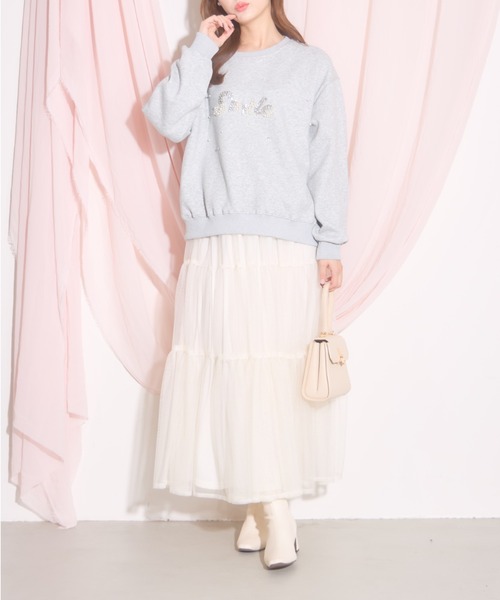 tocco closet(トッコ クローゼット)の「【ZOZO限定】パール×ビジューロゴスウェット(スウェット・レディース・グレー/ブラック・M)」の21枚目の写真