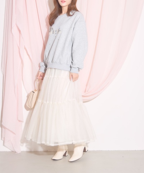 tocco closet(トッコ クローゼット)の「【ZOZO限定】パール×ビジューロゴスウェット(スウェット・レディース・グレー/ブラック・M)」の22枚目の写真