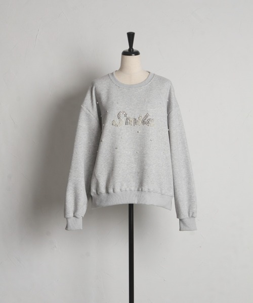 tocco closet(トッコ クローゼット)の「【ZOZO限定】パール×ビジューロゴスウェット(スウェット・レディース・グレー/ブラック・M)」の5枚目の写真