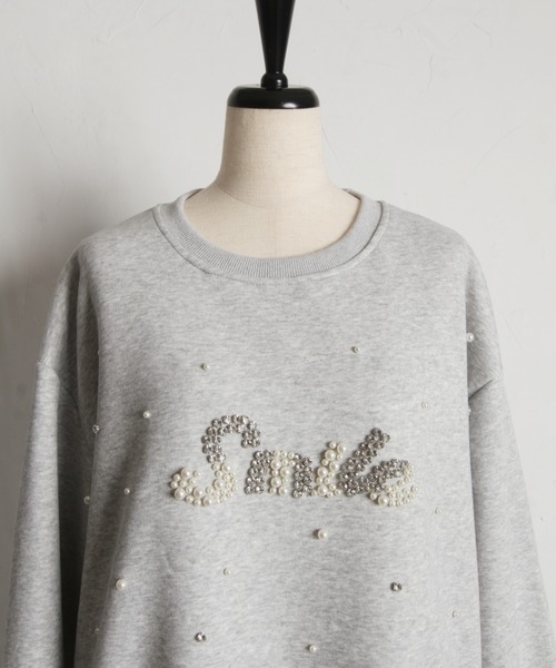 tocco closet(トッコ クローゼット)の「【ZOZO限定】パール×ビジューロゴスウェット(スウェット・レディース・グレー/ブラック・M)」の8枚目の写真