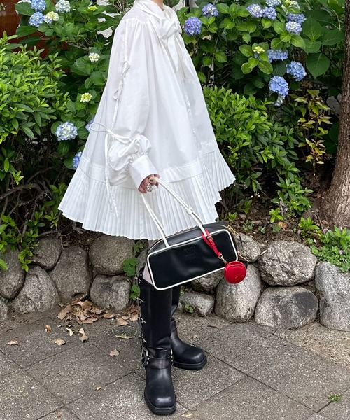 Alley Tokyo（アリートーキョー）の「プリーツミニボウタイワンピ（ワンピース・レディース・サックスブルー/オフホワイト/ベージュ/ホワイト/ブルー・FREE）」の8枚目の写真