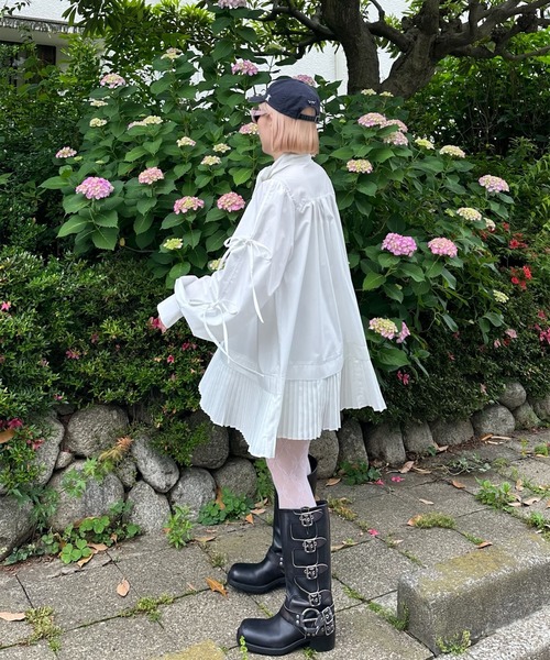 Alley Tokyo（アリートーキョー）の「プリーツミニボウタイワンピ（ワンピース・レディース・サックスブルー/オフホワイト/ベージュ/ホワイト/ブルー・FREE）」の16枚目の写真