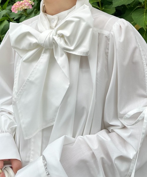 Alley Tokyo（アリートーキョー）の「プリーツミニボウタイワンピ（ワンピース・レディース・サックスブルー/オフホワイト/ベージュ/ホワイト/ブルー・FREE）」の7枚目の写真