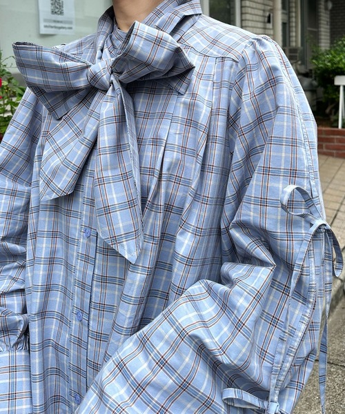 Alley Tokyo（アリートーキョー）の「プリーツミニボウタイワンピ（ワンピース・レディース・サックスブルー/オフホワイト/ベージュ/ホワイト/ブルー・FREE）」の21枚目の写真