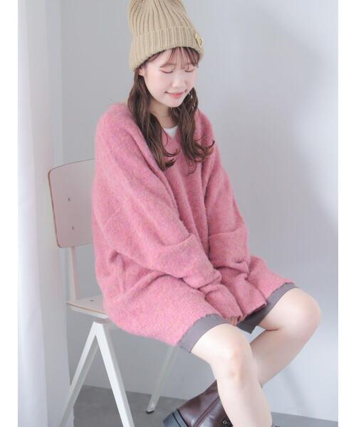 ehka sopo（エヘカソポ）の「メランジVネックニットワンピース（ワンピース・レディース・ピンク/サックスブルー/グリーン/グレー・F）」の20枚目の写真