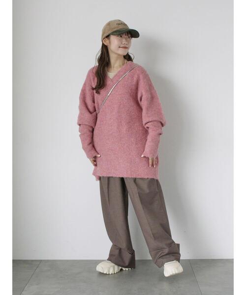 ehka sopo（エヘカソポ）の「メランジVネックニットワンピース（ワンピース・レディース・ピンク/サックスブルー/グリーン/グレー・F）」の12枚目の写真