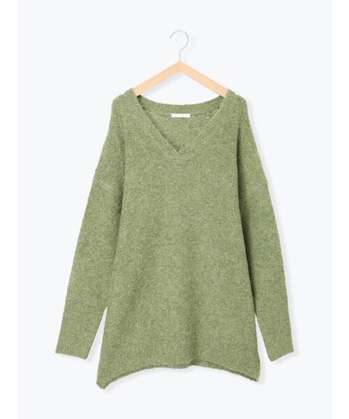 ehka sopo（エヘカソポ）の「メランジVネックニットワンピース（ワンピース・レディース・ピンク/サックスブルー/グリーン/グレー・F）」の16枚目の写真