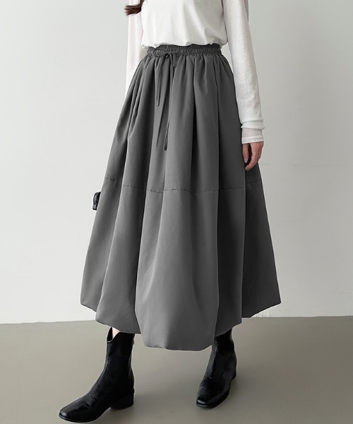 COCOMOMO(ココモモ)の「ふんわり ボリューム バルーンスカート ロング丈(スカート・レディース・グリーン/ダークグレー/ブラック・M/L)」の20枚目の写真