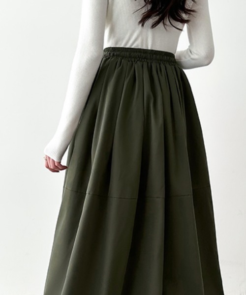 COCOMOMO(ココモモ)の「ふんわり ボリューム バルーンスカート ロング丈(スカート・レディース・グリーン/ダークグレー/ブラック・M/L)」の8枚目の写真