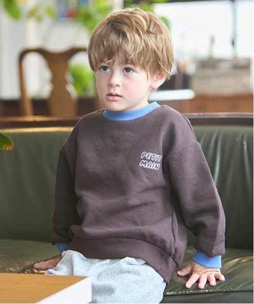 petit main(プティマイン)の「【GOODPRICE】配色裏起毛トレーナー(スウェット・キッズ・ブルー/ダークブラウン/ライトグリーン/ホワイト系その他・80cm/90cm/100cm/110cm/120cm/130cm)」の5枚目の写真