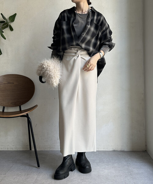 DouDou(ドゥドゥ)の「【WEB限定】チェックBIGシャツ(シャツ/ブラウス・レディース・ブラック/オレンジ・FREE)」の11枚目の写真